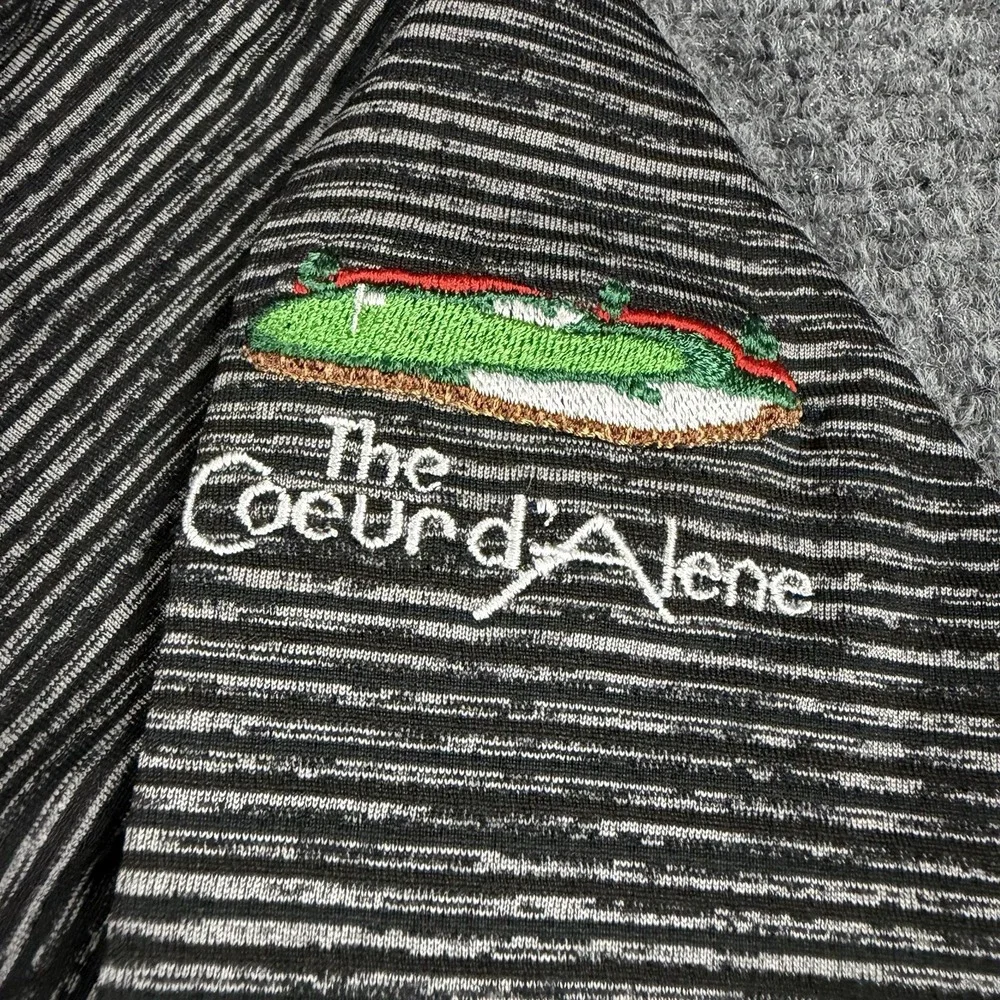 Nike Golf 1/4 Zip Pullover Mens XL Gray Striped Performance Coeurd Alene Victory